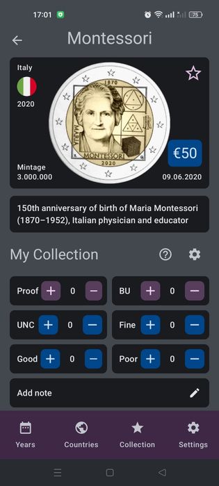 Moeda comemorativa de 2 euros Montessori