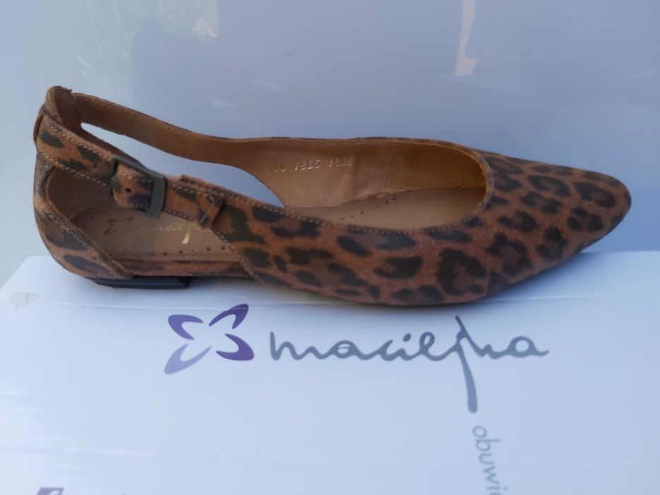 Półbuty czółenka panterka MACIEJKA balerinki szpic 38