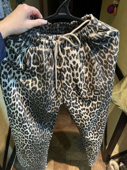 Леопардові штани wide lag