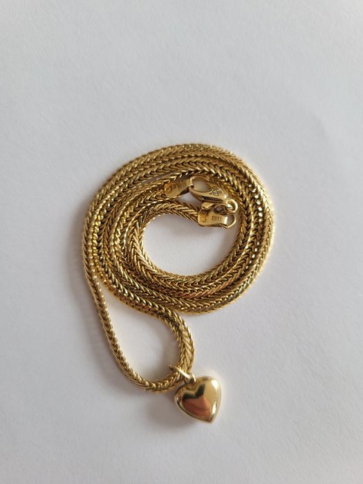 Złoty łańcuszek żmijka damska z zawieszką 585 14k