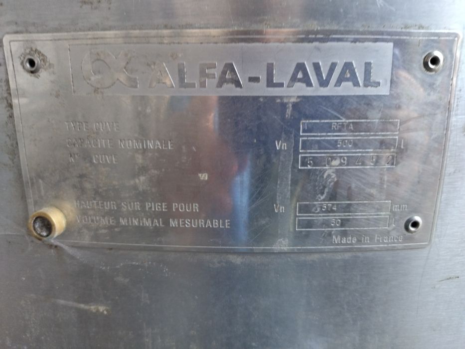 zbiornik do mleka 500l Alfa -laval