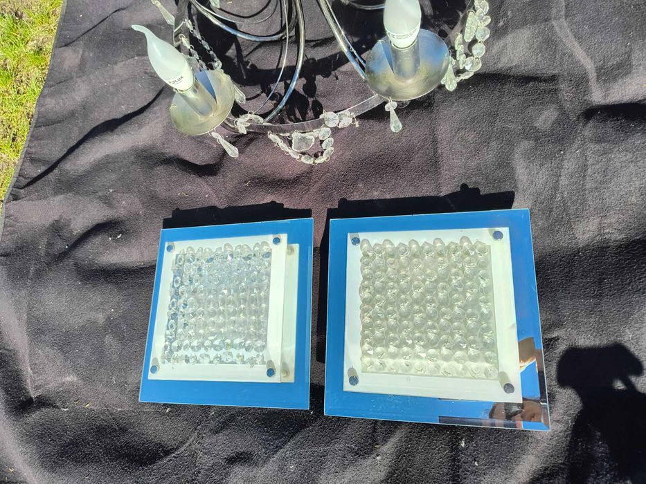 Żyrandol ozdobny kryształowy + 2 lampy