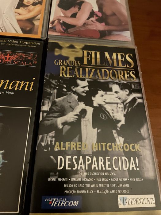 Conjunto de vários videos em VHS, incluindo Hitchcock - originais.