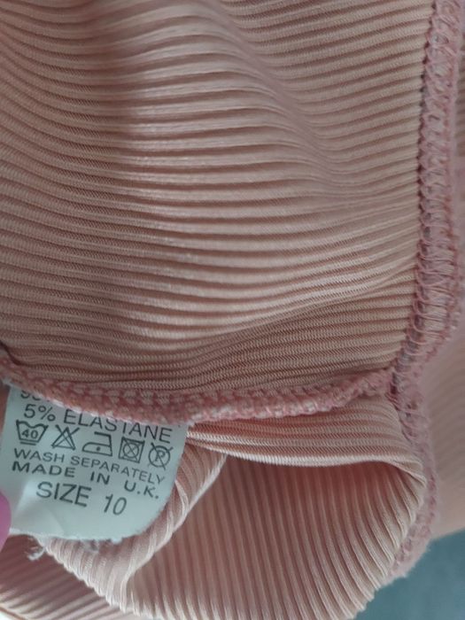 Body pudrowy róż kopertowe prążek marszczone S 36 M 38