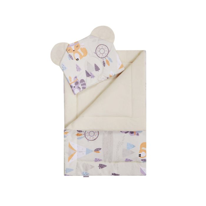 Komplet pościeli mali Indianie tkanina beż - BOCIOLAND