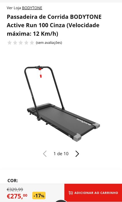 Passadeira de Corrida BODYTONE Active Run 100 Cinza