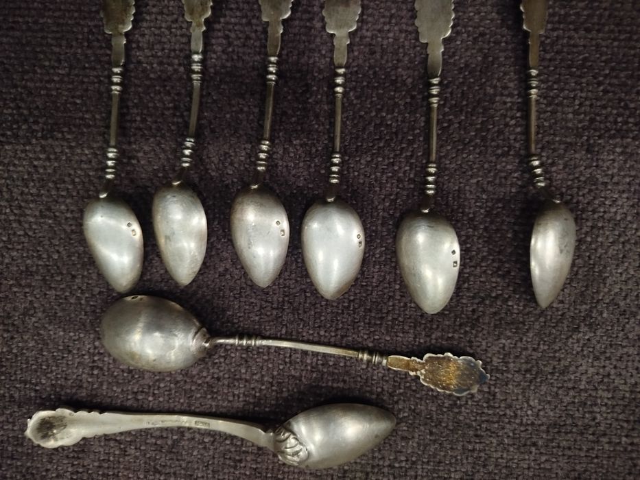 Colheres em prata de café 6 mais 1 do açúcar