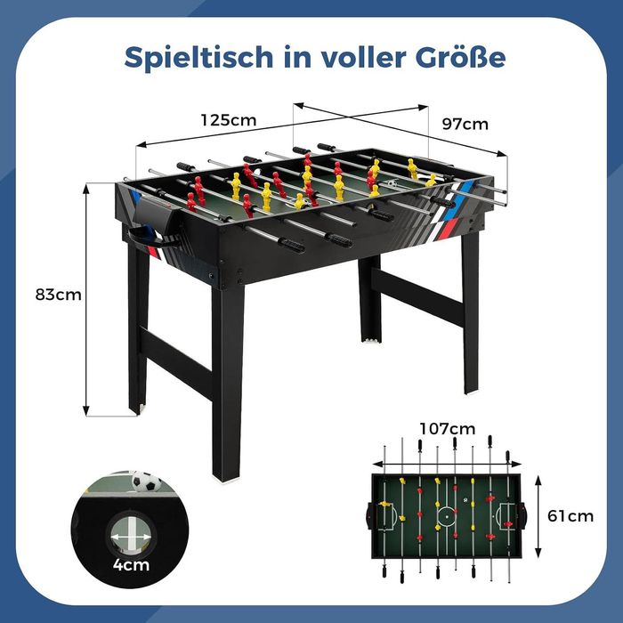 COSTWAY stół do gier 4w1 piłkarzyki bilard hokej tenis stołowy