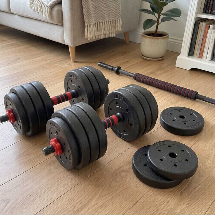 NOWE Hantle Sztanga 2w1 2x20kg Zestaw 40kg Regulowane Do Ćwiczeń Trening Domowy Antypoślizgowe Akcesoria Sportowe