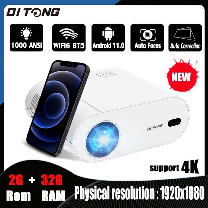 Портативний проектор full HD Ditong L007. 5600грн+экран