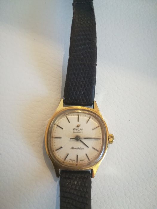 Zegarek Enicar Quartz pozlacany