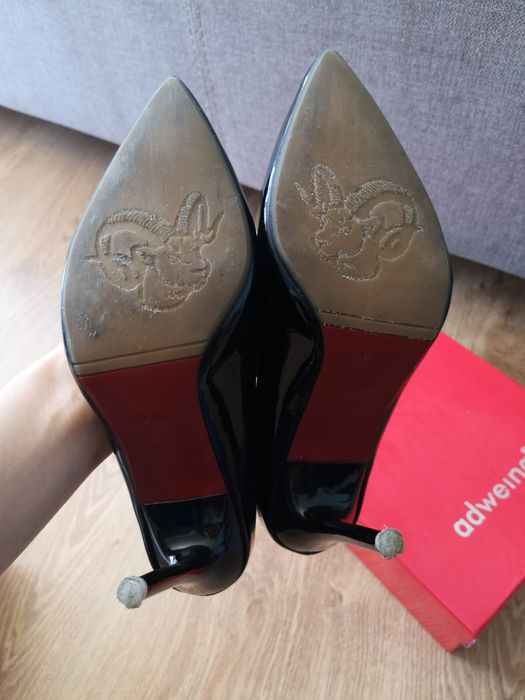 Szpilki r. 37 JAK NOWE lakierowane czółenka czarne eleganckie