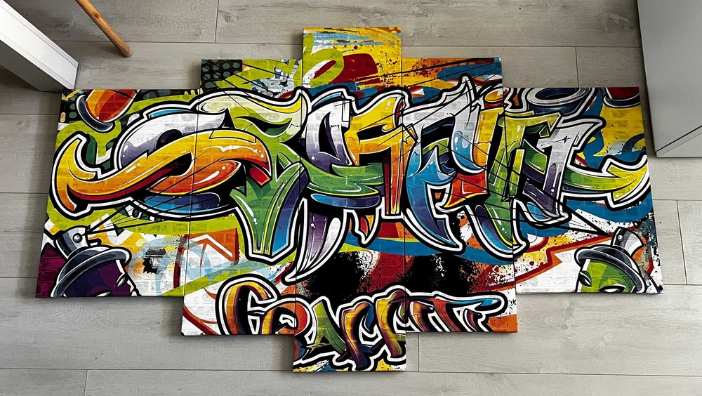 Obraz graffiti Graffity – 5 części, płótno 170×100 cm”