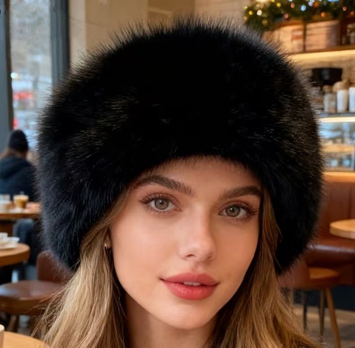 тепла хутряна пов'язка+ маніжки рукавиці