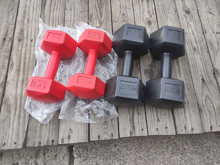 Hantle hantelki fitness bitumiczne 2x5kg i 2x3kg odważniki