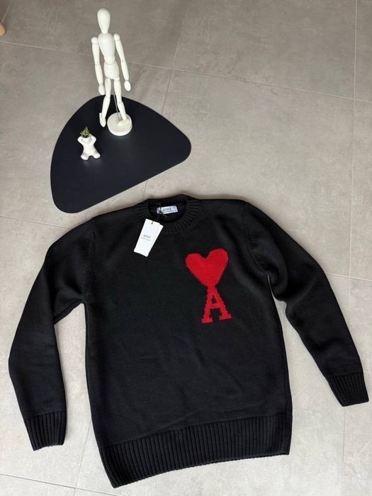 Чоловічий Вʼязаний светр кофта Ami  Black