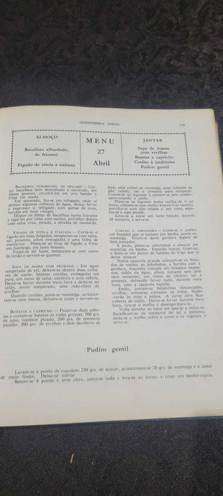 Livro Antigo "Cozinheira Ideal" - Alda de Azevedo (1974)