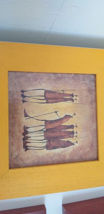 Conjunto de 3 quadros pintura arte africano