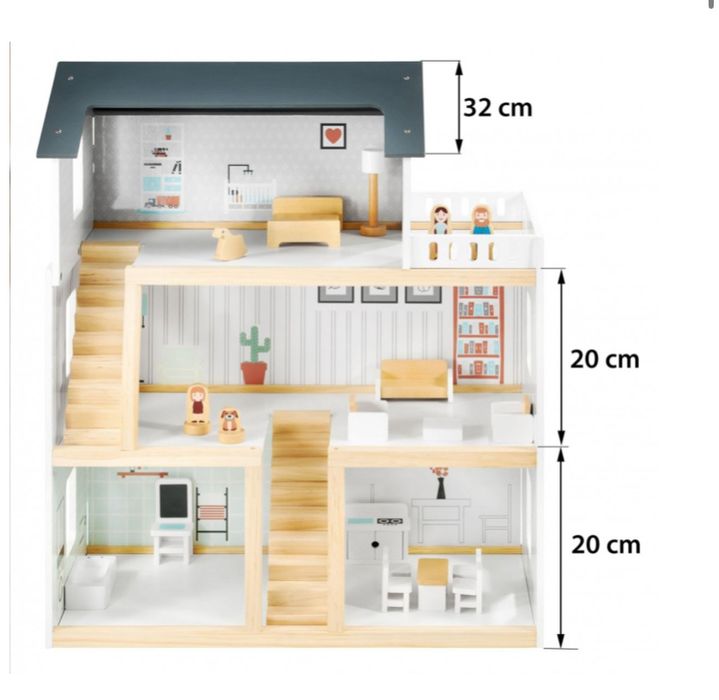 Drewniany Domek dla lalek Dziecięcy Zabawka dla dzieci drewniana