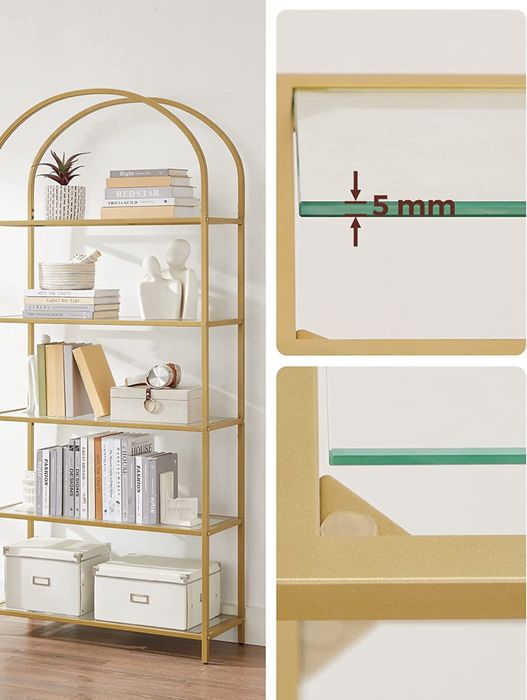 Złoty regal łuk szkło metalart deco  Glamour