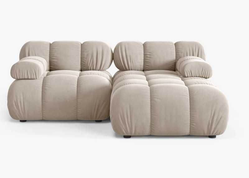 Modułowa sofa narożna prawa Bellis welur beż 188x155x70 Micadoni