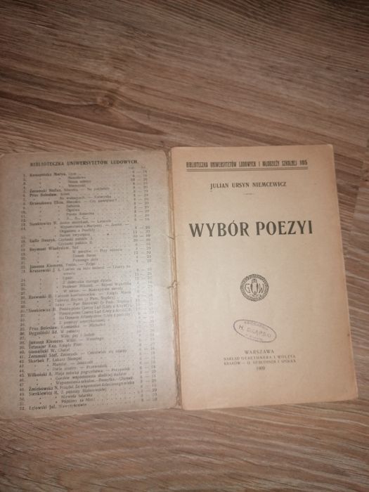 Poezja Niemcewicza wydana w 1909r