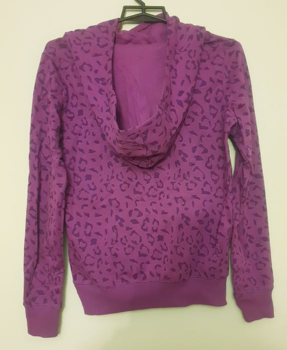 Bluza kangurka kaptur fioletowa panterka fiolet kołnierz komin 36S S/M