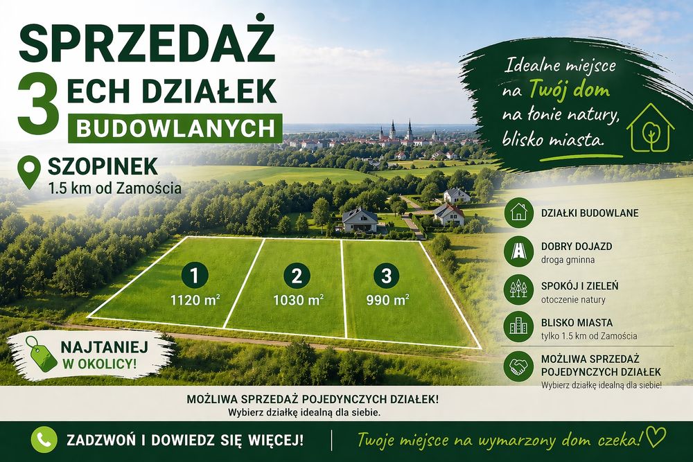 Działka/ działki budowlane Szopinek okazja!