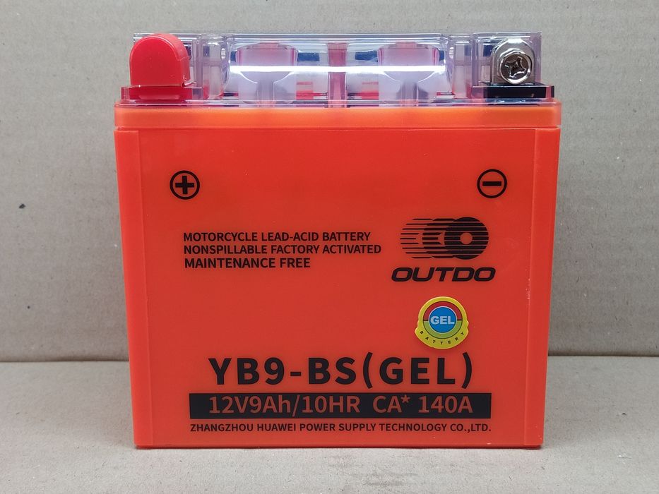 Аккумулятор мото АКБ GEL 12V 9A 137-76-134mm YB9-BS "OUTDO"