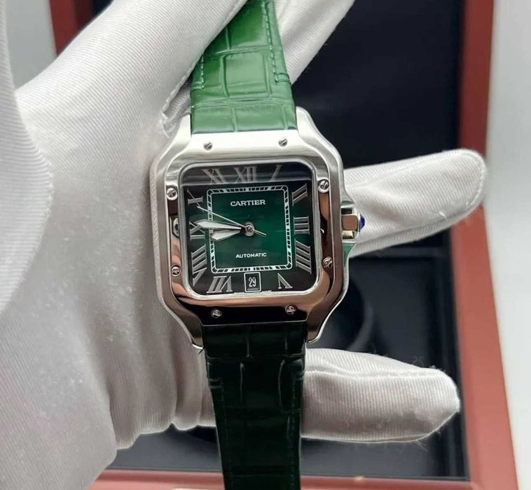Часы наручные премиум Cartier Santos De Cartier Green Dial