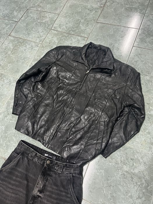 Rare Vintage Real leather detailed aviator style jacket