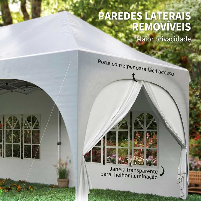Tenda dobrável 3x6 m com 6 painéis removíveis e bolsa