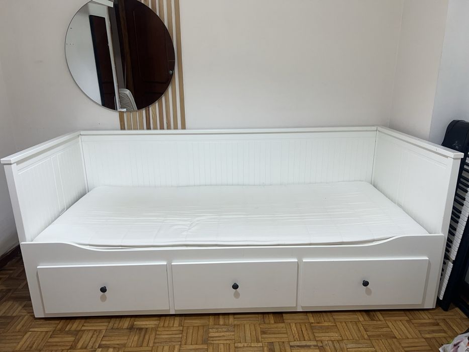 Bicama branca com 3 gavetas – vira cama de casal