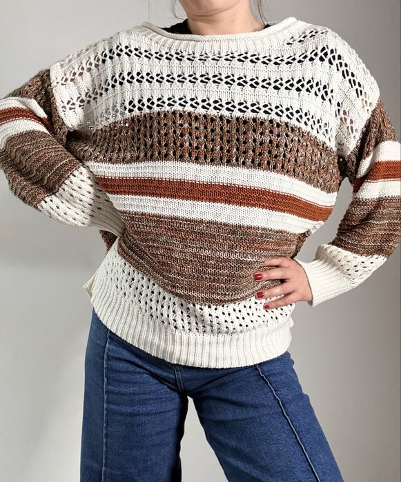 Sweter damski w paski oversize