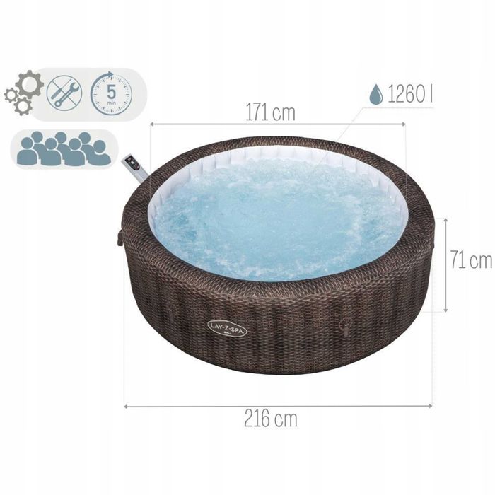 Basen z Hydromasażem Jacuzzi Dmuchane spa ogrodowe bestway 216x71cm 7os WIFI