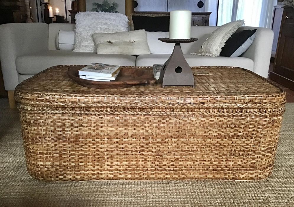 mesa, bau, centro, apoio, verga, rattan, oriental, rustico