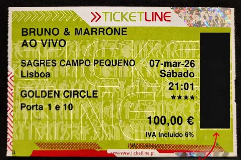 Vendo bilhete 2, para Bruno & Marrone – 7 março – Golden Circle