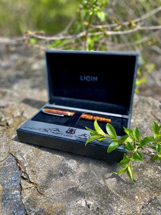 LIQIN! пірʼєва чорнильна ручка перо дерево у оксамитовому футлярі Ліра