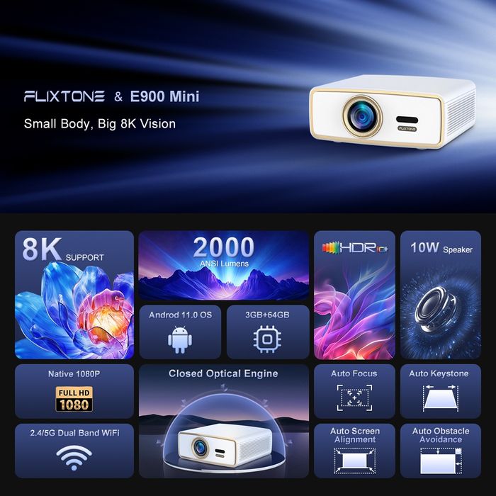 Проектор Flixtone E900 Mini