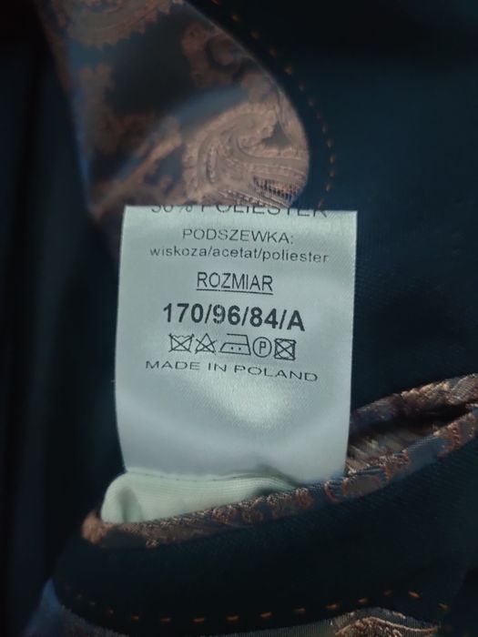 Granatowy wełniany garnitur męski spodnie marynarka Ozzano