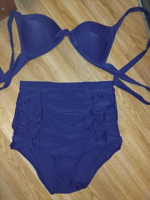 Купальник раздельный синий высокая посадка XL