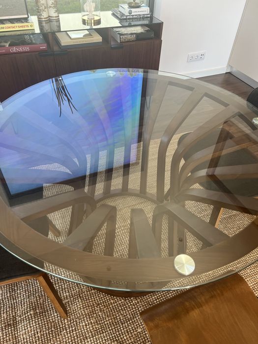 Mesa de jantar, nogueira, redonda, 120 cm diametro