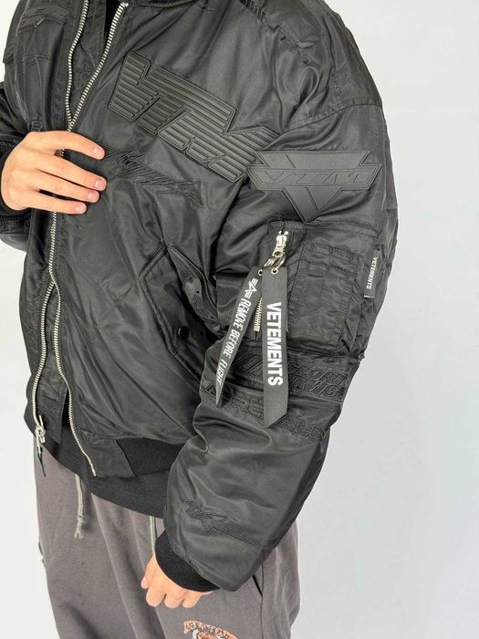 Бомбер Vetements Alpha Industries Black Racing Вomber Jаcket куртка S