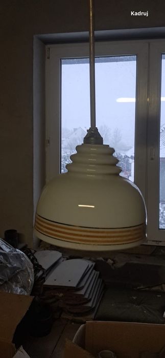 Lampa wisząca PRL szklana