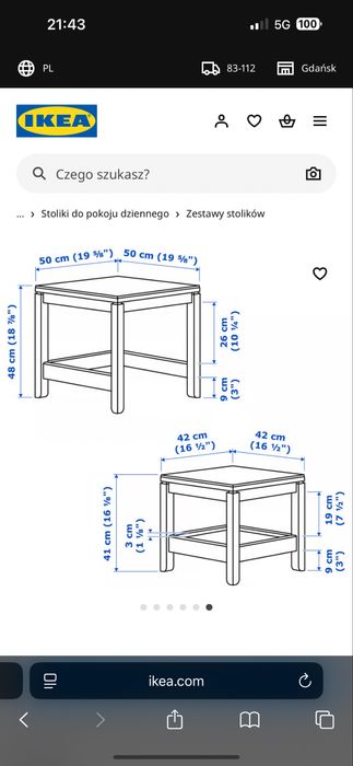 Zestaw drewnianych stolików Ikea Havsta