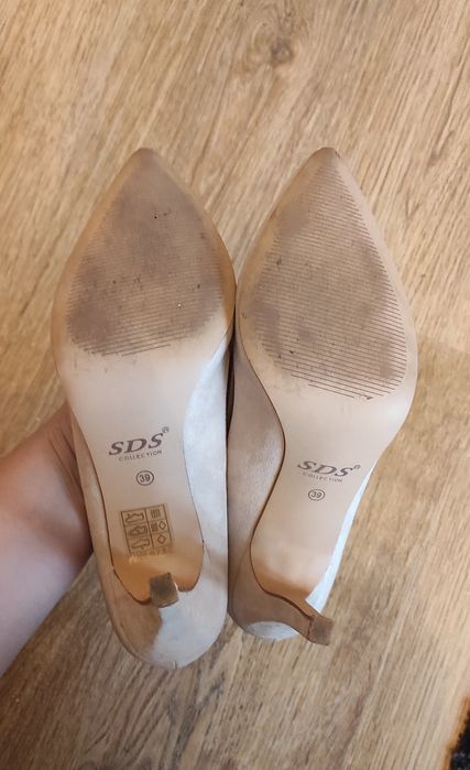 Buty damskie szpilki pudrowe brudny róż