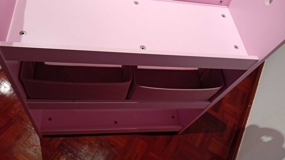 Estante Vertbaudet Infantil – 3 Níveis + 2 Cestos Rosa