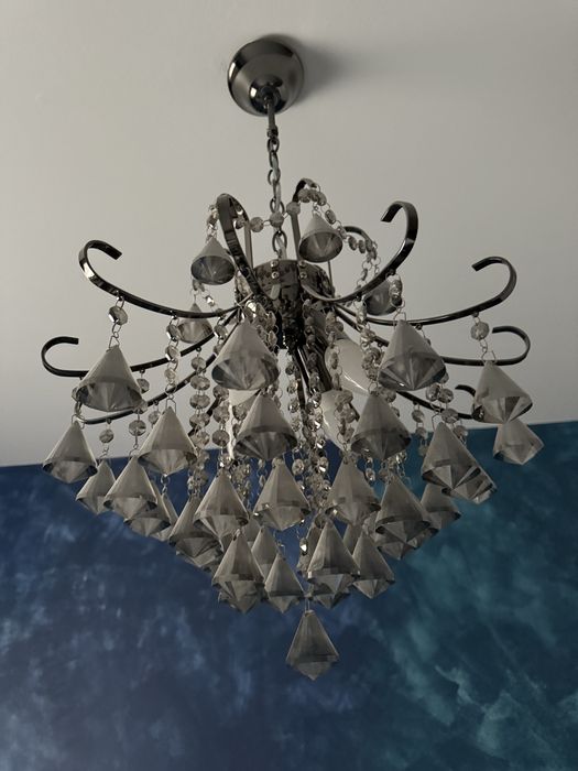 Lampa sufitowa, glamour, kryształy, grafit