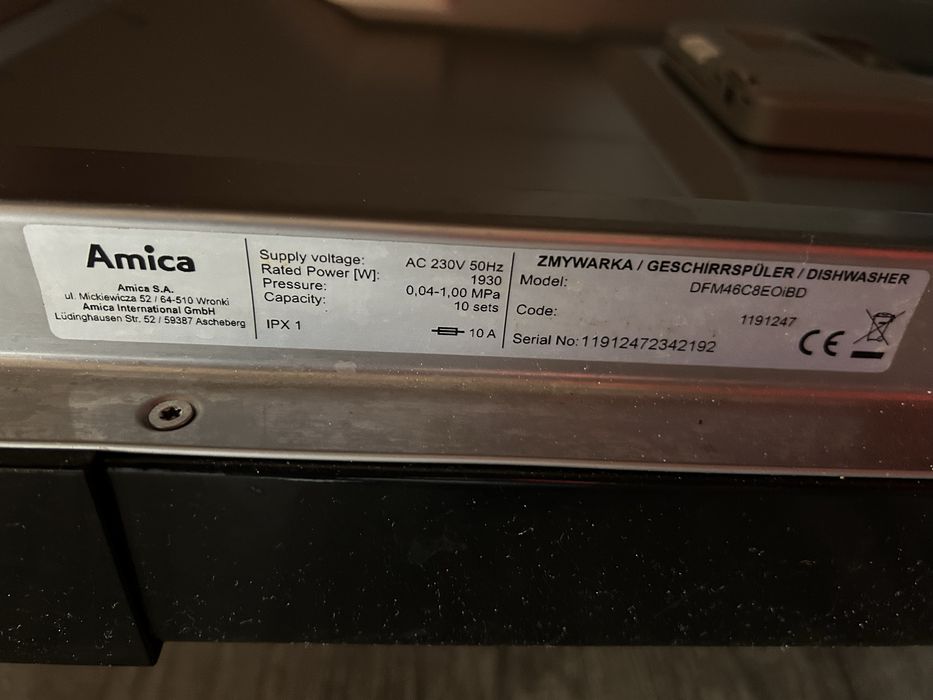 Zmywarka „Amica” model : DFM46C8EOiBD