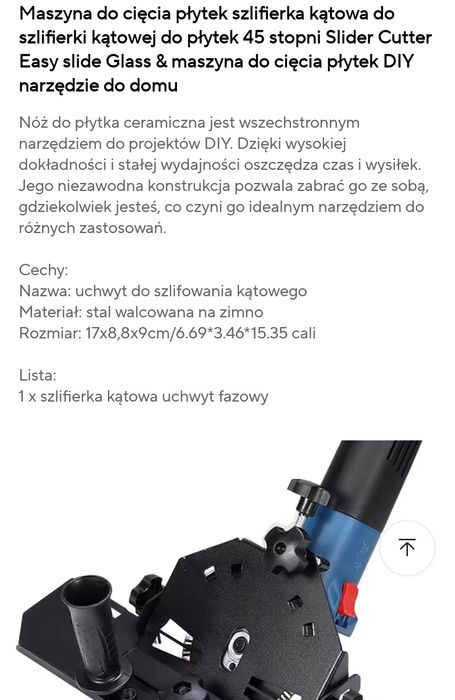 Przystawka do ukosowania płytek do szlifierki.